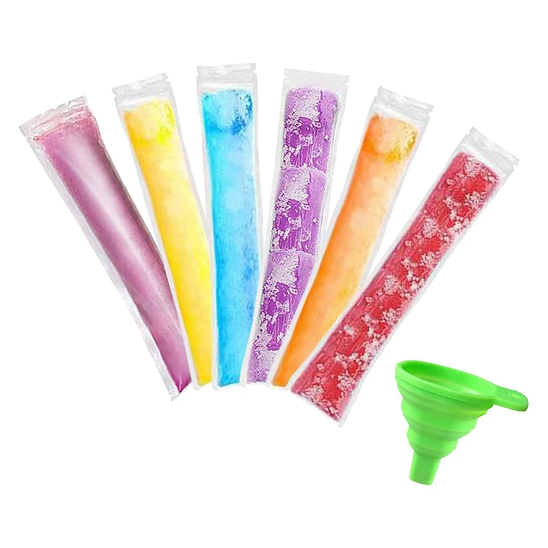 

Popsicle Molds, 160 Disposable Ice Molds,With Zip Seals, DIY Ice Bags For Yogurt Ice Candy,Comes With 1 Funnel(11X2in)