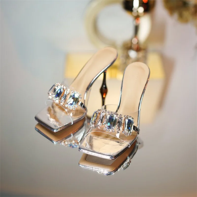 

Fashion Sexy Transparent Outdoor Wearing Slippers 2023 Summer Female Sandals High Heel Sandals Elegant Lady Shoes Zapatos Mujer