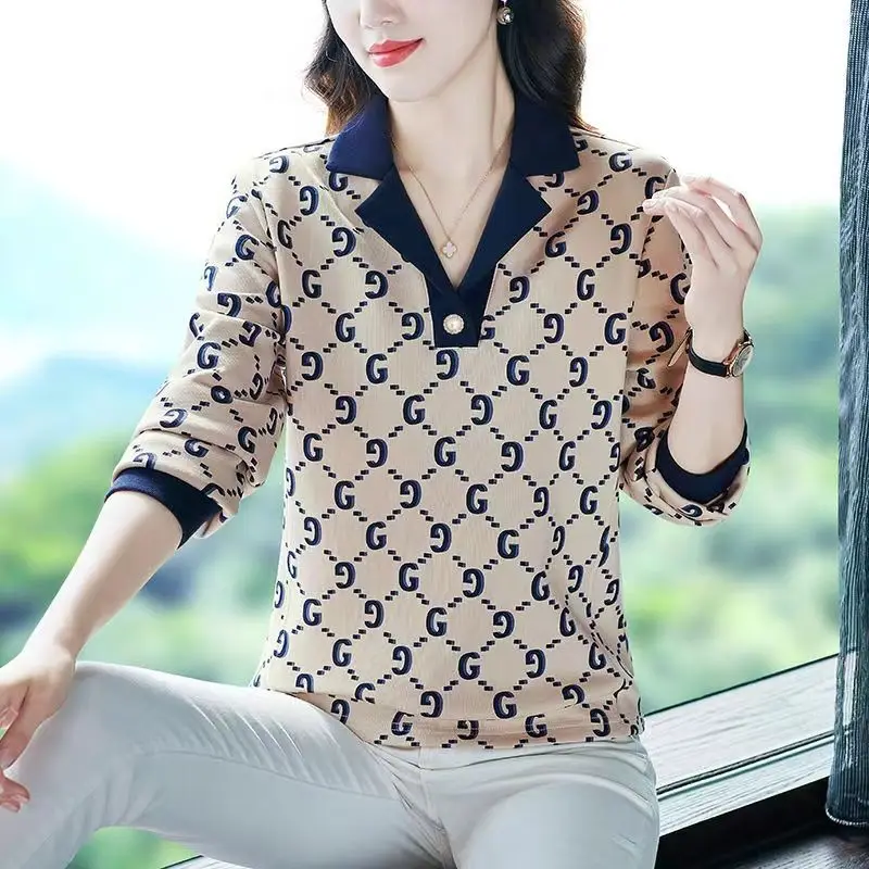 Женский пуловер с длинным рукавом свободная рубашка-поло длинными рукавами на