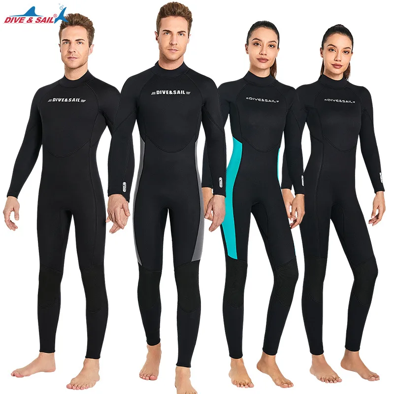 3MM Neoprene Men Wetsuit Long Sleeve One-piece Diving Suit Plus Size Scuba Diving Snorkeling Surfing Warm Swimsuit Women Wetsuit