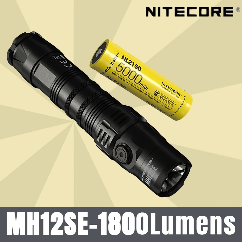 

NITECORE MH12SE Rechargeable Tactical Flashlight 1800Lumens throw of 405 meter Include 5000mAh Battery Troch Lantern