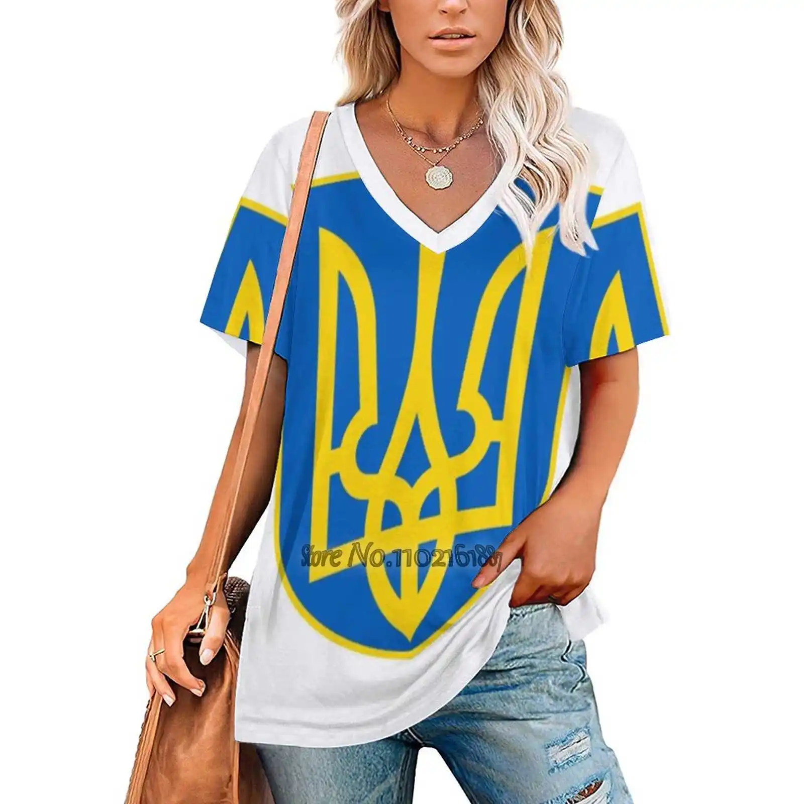 Футболка на одно плечо с гербом Украины и флагом Советской Социалистической