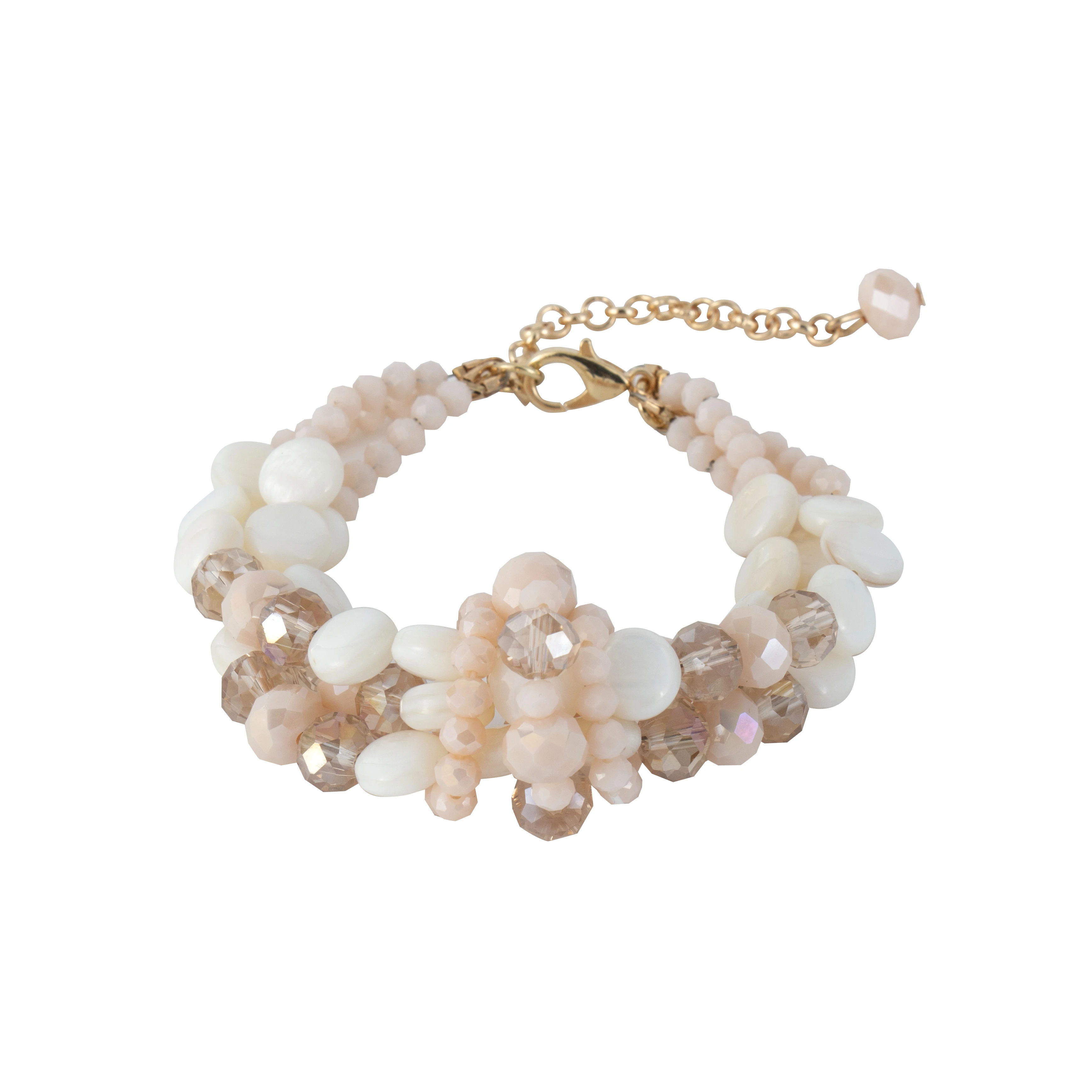 

Trendy Shell Bracelet Natural Half Crystal Glass Beaded Luxury Pearl Bracelet Charm Sexy for Woman Boho Lady Temperament Jewelry