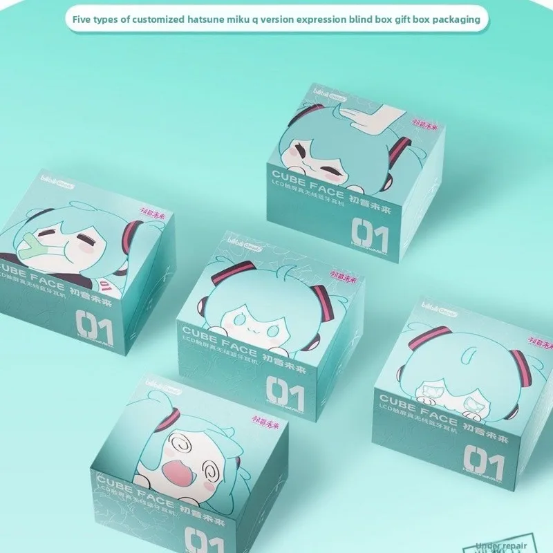 Фото Kawaii Hatsune Miku мультяшные беспроводные Bluetooth-наушники с небольшим сенсорным экраном, мягкий чехол в комплекте, супер милые аксессуары, милый подарок №5