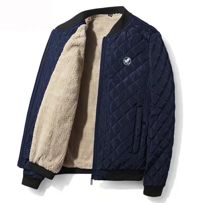 cinnamoroll biker Men jackets Diamond Pattern Fleece Lined Casual Jacket Men Fashion Clothing  Brand New men winter jacket