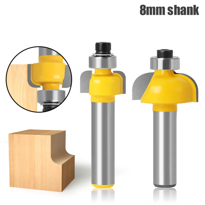 

1Pcs 8mm Round Over Router Bit With Bearing Chamfering Knife Milling Cutter For Woodworking Trimming Tools