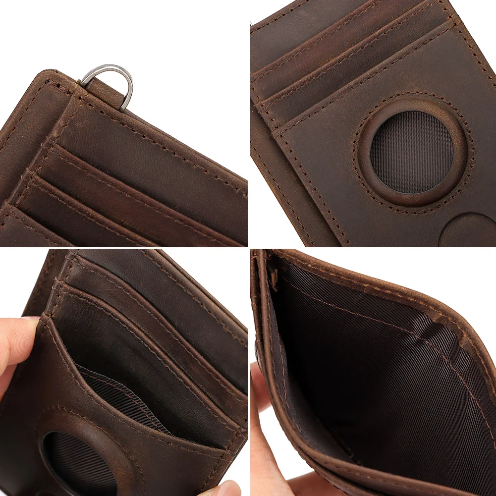 Кошелек Airtag Из Натуральной Кожи Тонкий Держатель Для Карт С Функцией RFID Деловой