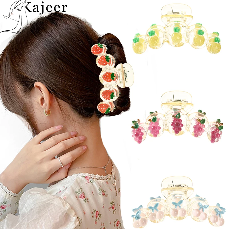 

Kajeer Fashion New Geometry Fruit Series Hairpins Accessories Acrylic Large Crab Hair Claw Clips Grip for Women Girls Gift