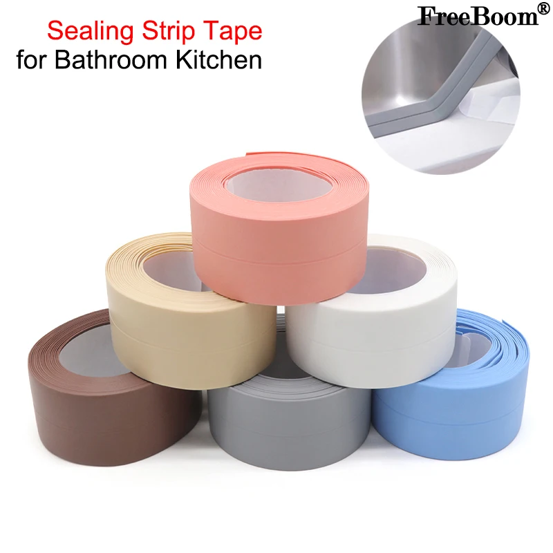 

1/2/5rolls Shower Bath Sealing Tape Strips for Bathroom Kitchen Seal Caulk Strip Sink PVC Self Adhesive Waterproof Wall Sticker
