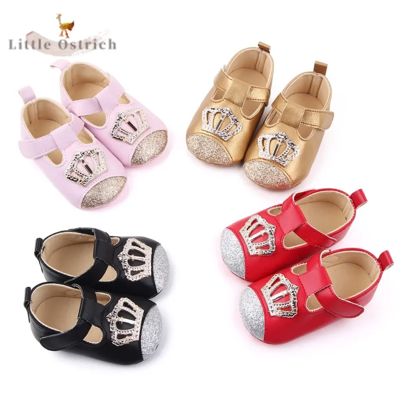 

Босоножки из искусственной кожи для новорожденных девочек, обувь принцессы с короной, обувь для первых шагов, Нескользящие, весна-лето