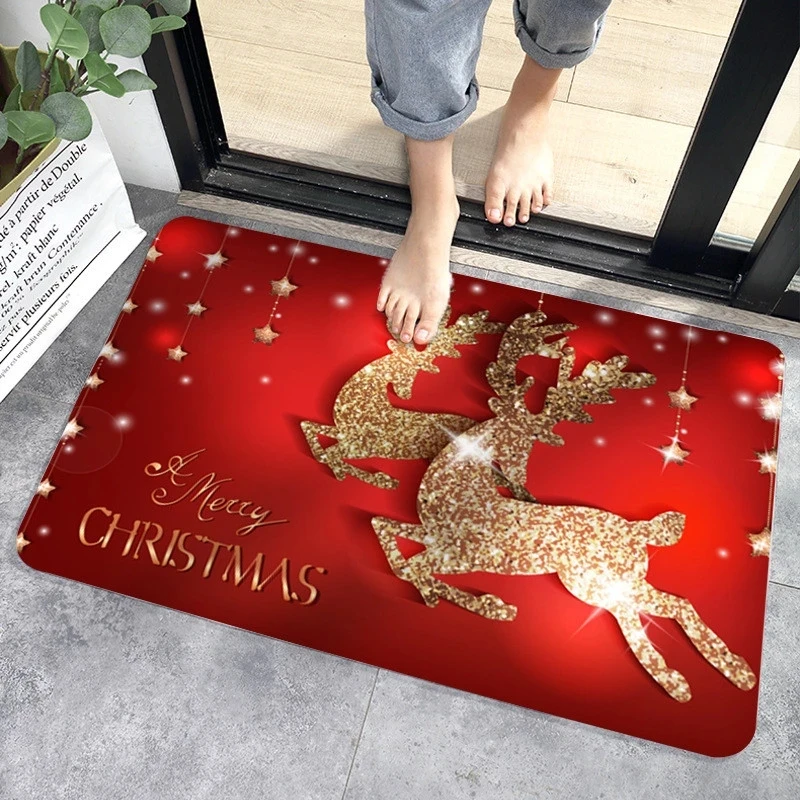 Merry Christmas Decorations for Home Elk Doormat Navidad Ornament New Year 2024 Gifts Xmas Party Decor Natal Noel 2023 Rug Mat