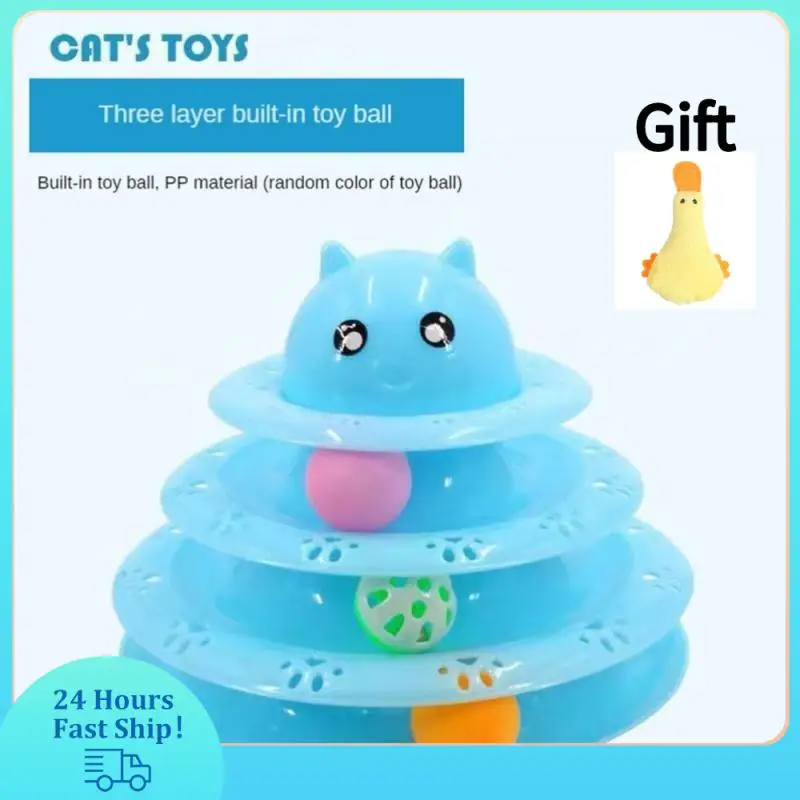 

Interactive Tower Cat Toy Three-Layer Turntable Roller Balls Toys For Cats Kitten Teaser Puzzle Track Toy Cat Accessories