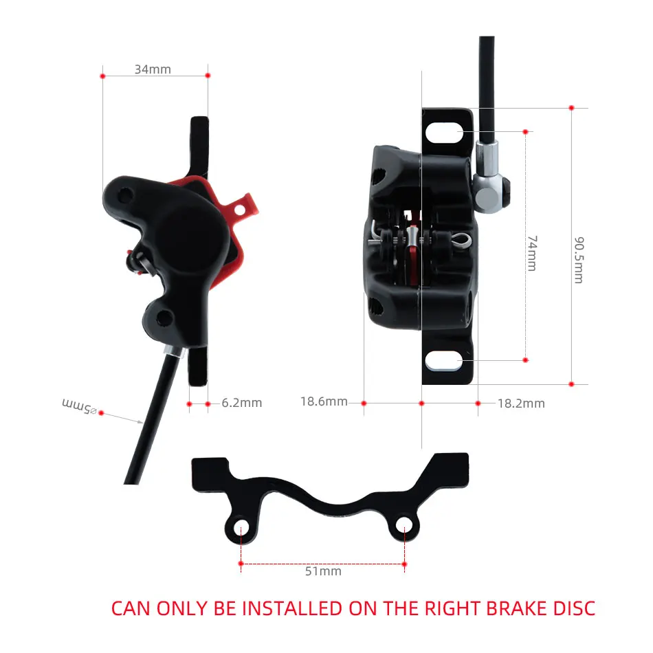 ZOOM HB-875E 2-поршневой LR дисковый гидравлический тормоз электрический скутер
