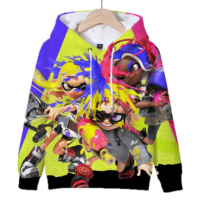 Толстовки с капюшоном 3D принтом игры Splatoon 3 толстовки для мальчиков девочек