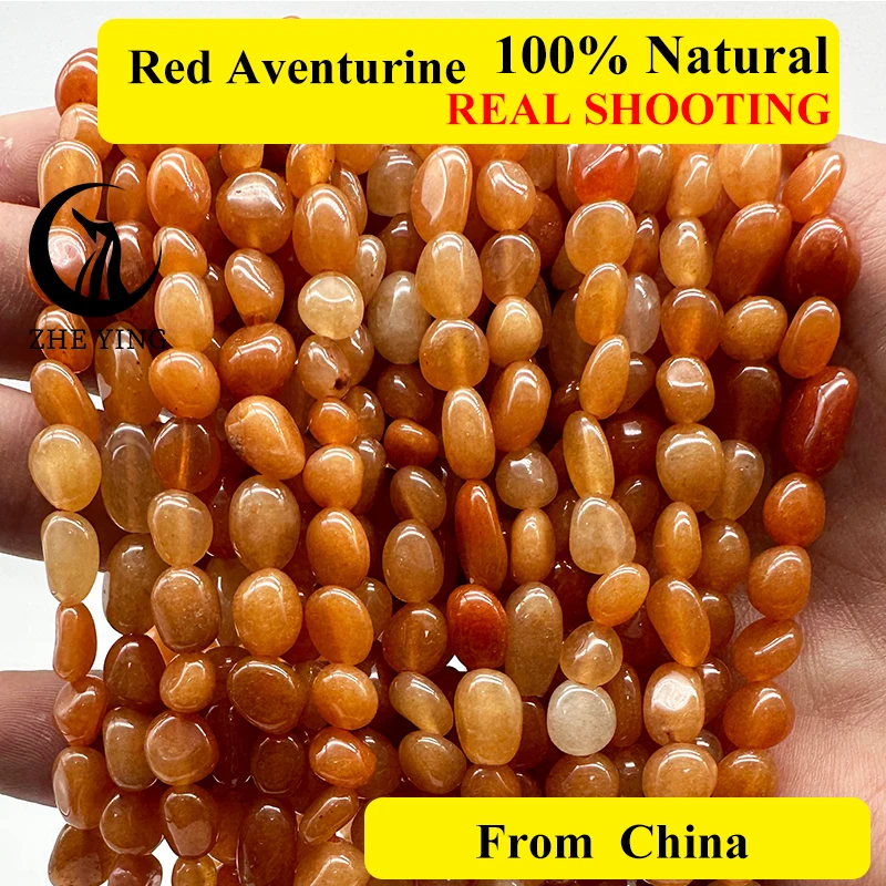 

Zhe Ying Natural Red Aventurine Nugget Chips Irregular Blue Spot Sodalit Beads for Jewelry Making DIY Bracelet Accessory