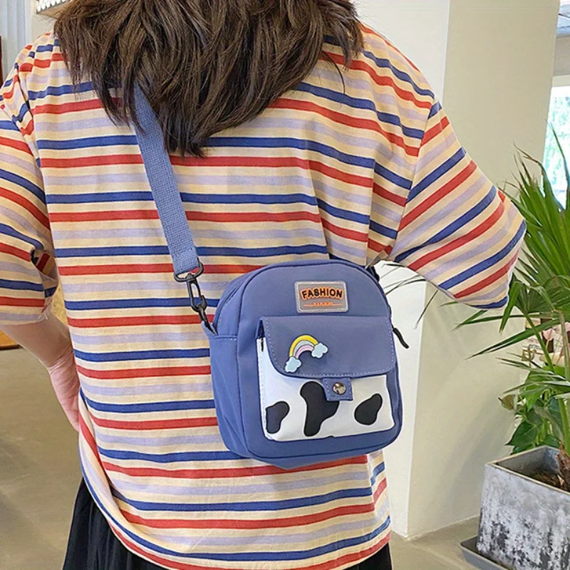 Модная нейлоновая сумка через плечо с коровьим принтом для женщин-милый