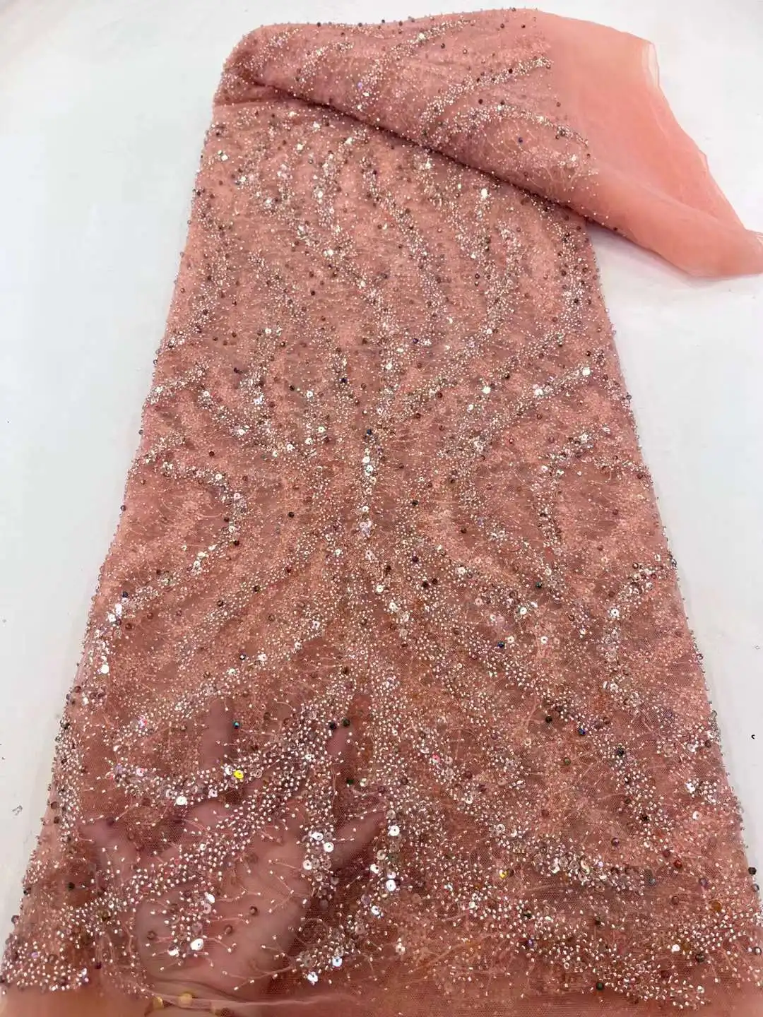 Роскошная зеленая африканская кружевная ткань из бисера тюль для невесты сетка