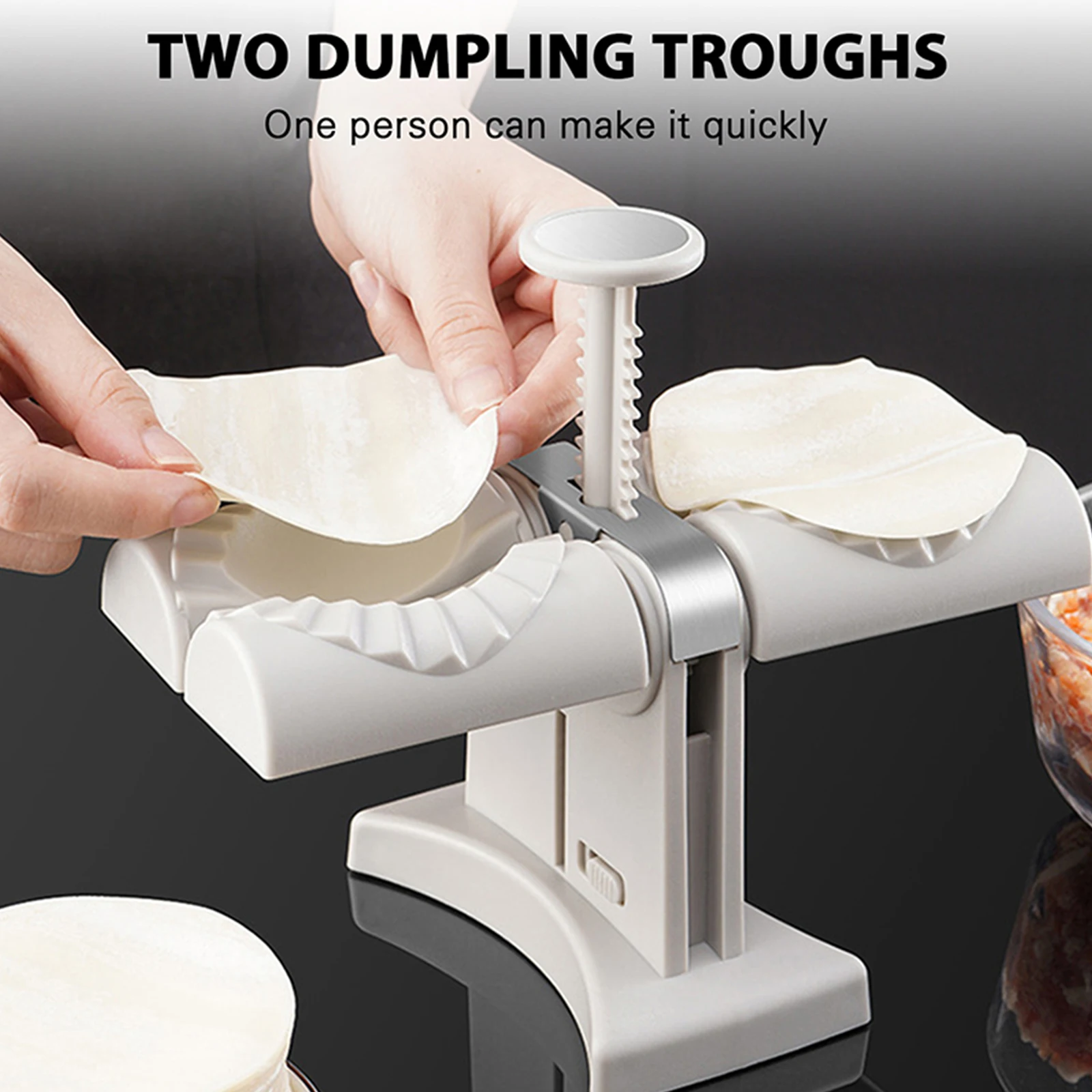 

Household Double Head Automatic Dumpling Maker Mould Wrap Two At A Time Dumpling Mould Easy-tool Kitchen Baking Accessories