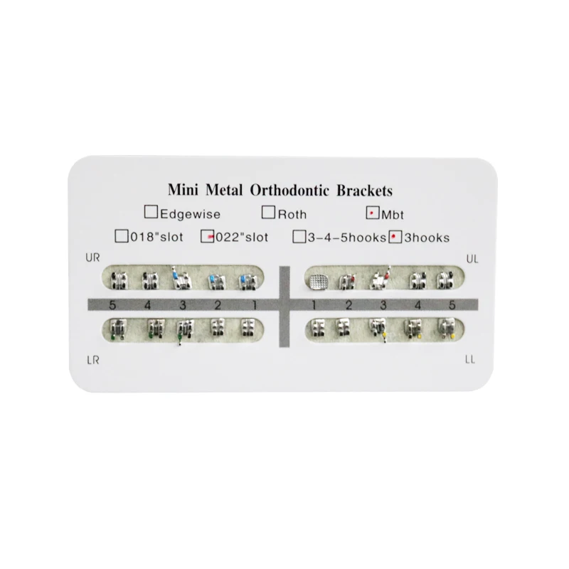

10Packs Orthodontic Braces Bracket MBT 3Hook Standard Mini Bracket White Pad