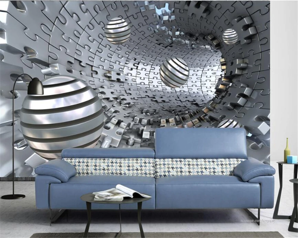 

Настенная 3d обои на заказ, абстрактный туннель, Космический декор, металлический шар, для гостиной, спальни