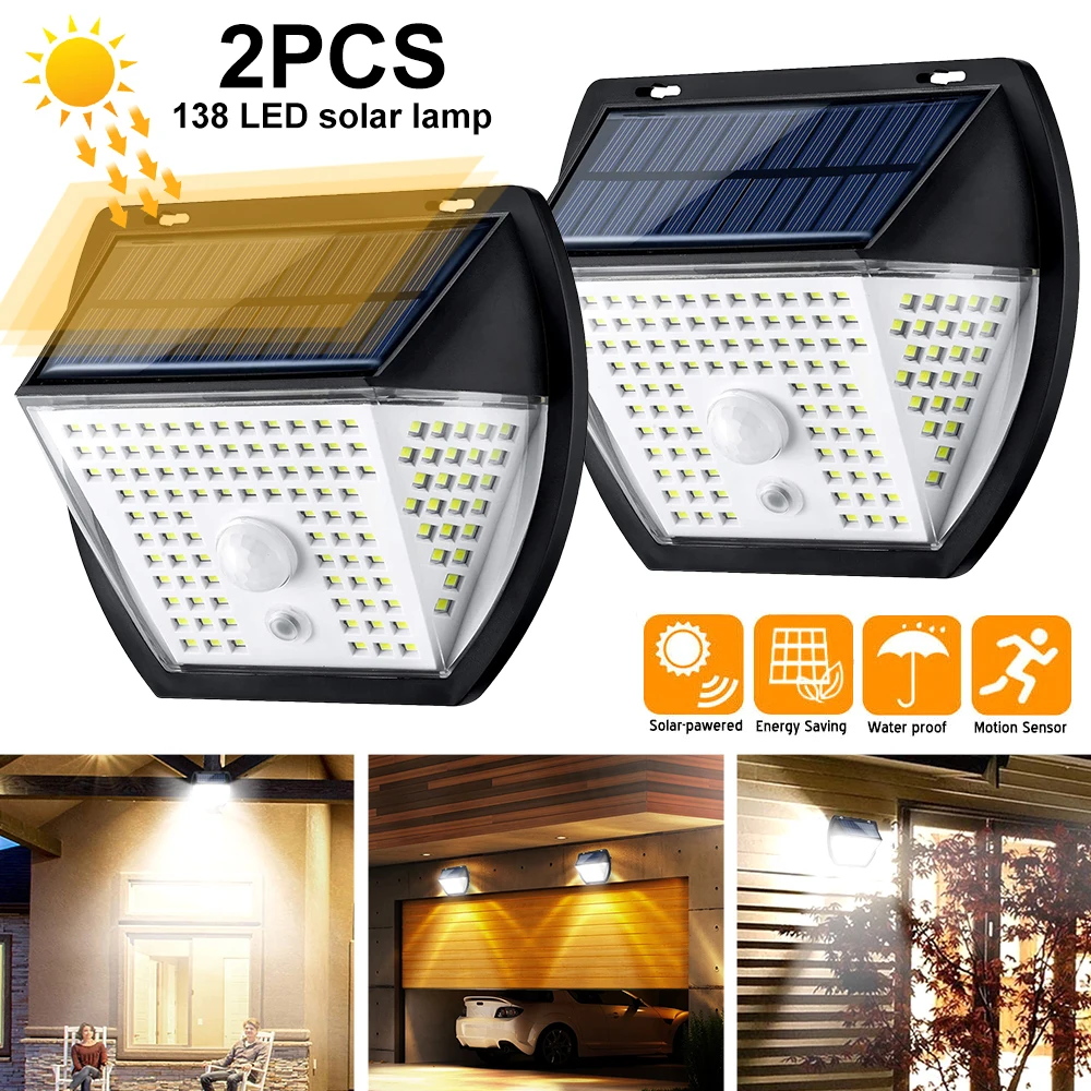 

New Outdoor LED Solar Wall Lights Path Security Lights Motion Sensor Waterproof Garden Porch Garage Backyard Night Lamp