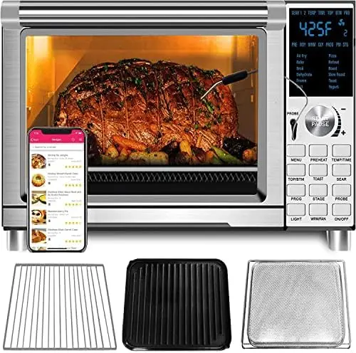 

XL Air Fryer Toaster Smart Oven, 12-in-1 Countertop Grill/Griddle Combo, 30-Qt XL Capacity, 50F-500F adjustable in precise 5F in
