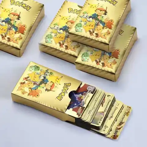 5-55 шт. французских покемонов золотые карты испанская английская фольга золотые серебряные игральные карты Metalicas Charizard Vmax Gx серии игровые ка...