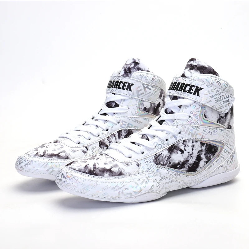 Men Women Boxing Shoes Hook & Loop Big Boy Wrestling Shoes Man Boxing Boot High Top Boxing Shoes