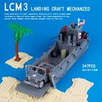 moc world war ii military ocean patrol battleship brick model landing ship soldier minifigure boy assembled building block toys