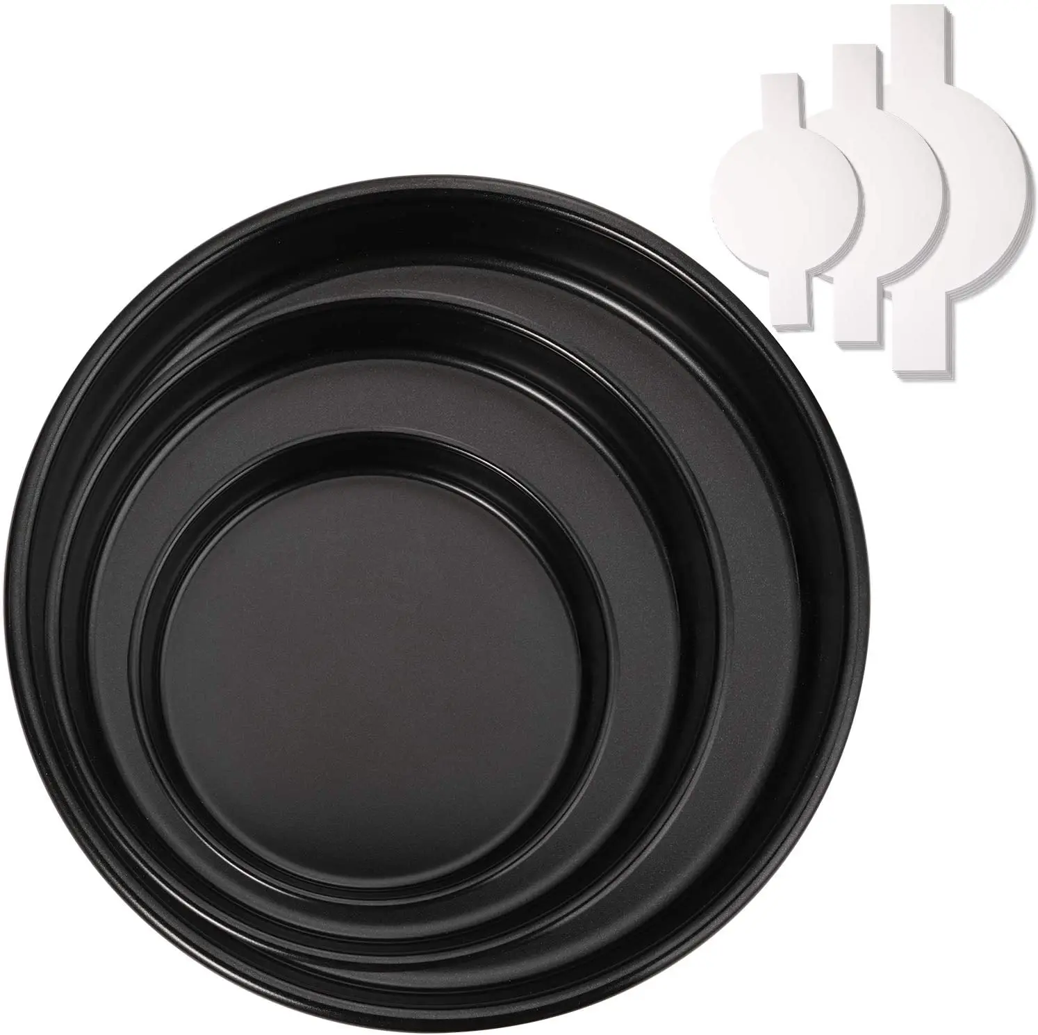 

round cake pans set for baking 3-piece set with 6-inch 8-inch and 10-inch nonstick baking pans includes 90 pcs parchment paper