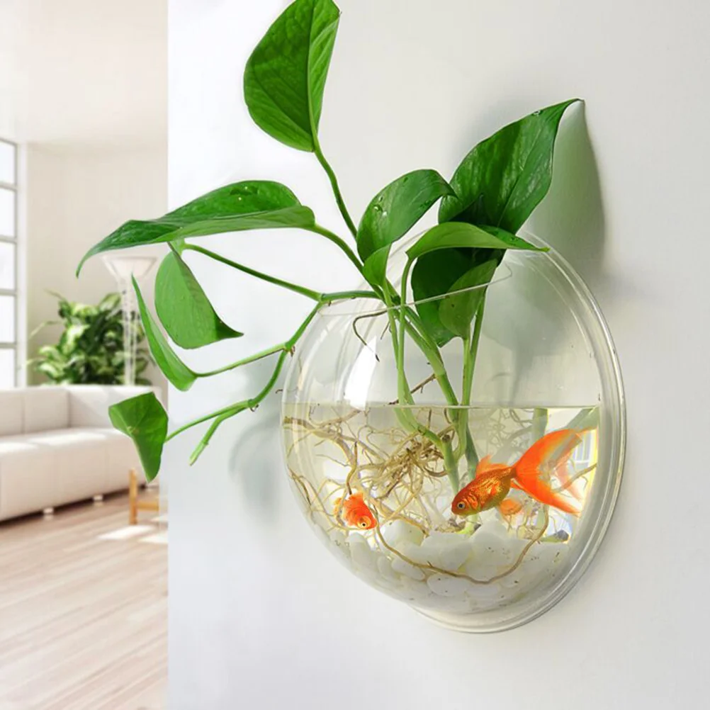 

Wall Tank Aquarium Bowl Hangingacrylic Mounted Tanks Pot Betta Bowls Bubblesupplies Flower Mount Transparent Vase