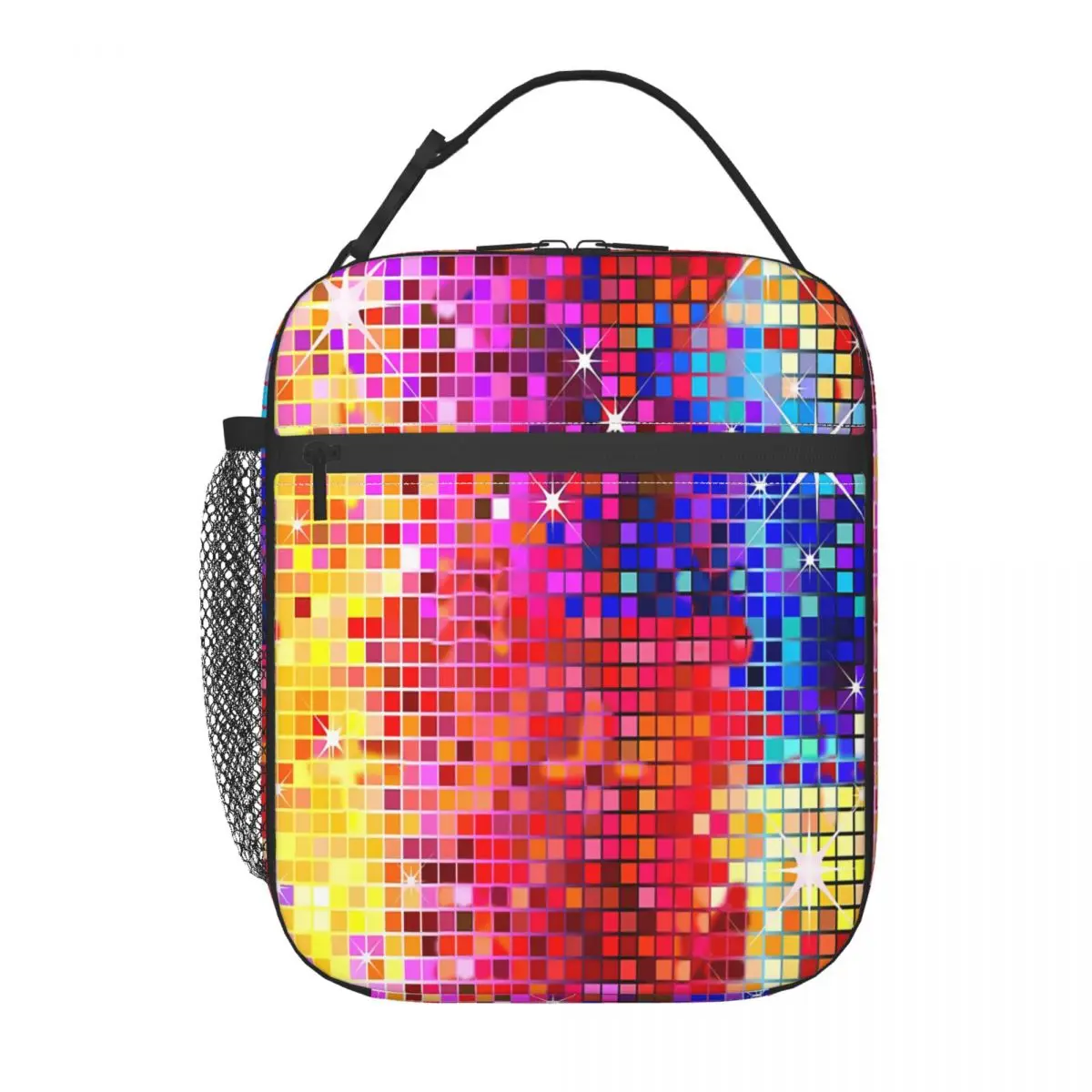 Image Metallic Sequins Look Disco Ball Image Glitter Thermal Insulated Lunch Tote Bag Teenager Lunch Container Storage Food Box