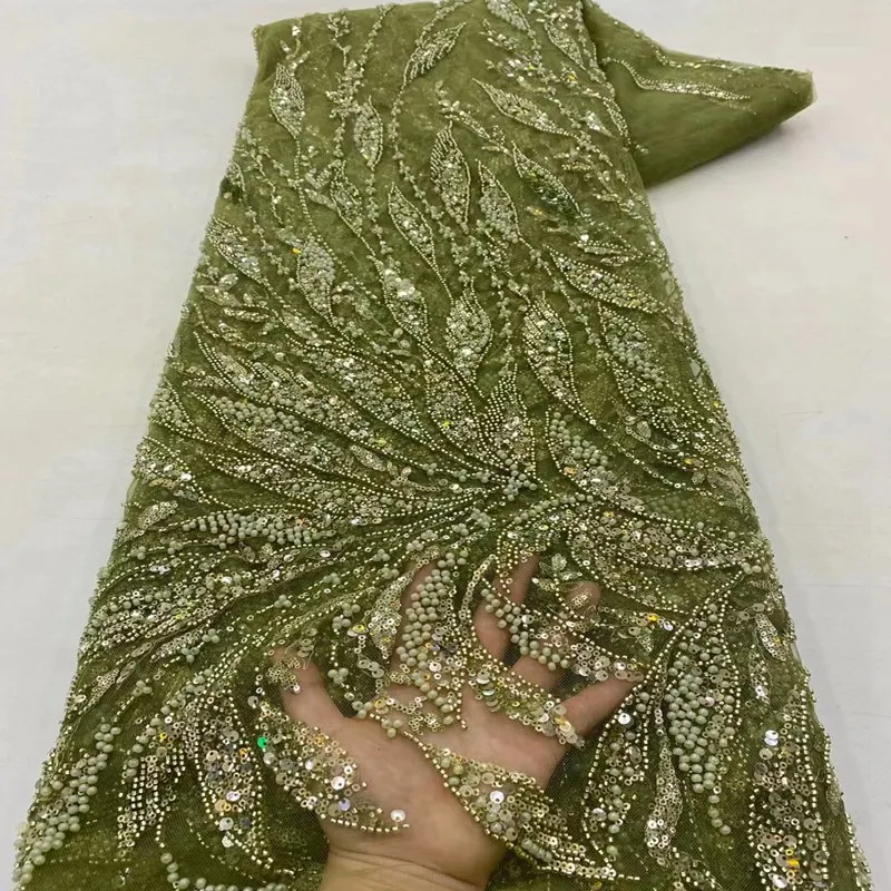 

Яркие двойные французские кружева, роскошные бусины, блестящая ткань, Корейская Тюлевая сетчатая одежда для случайных торжеств TS2137