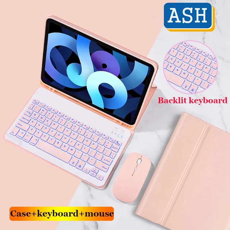 

ASH Galaxy Tab S6 Lite Backlit Keyboard Mouse Case for Samsung Galaxy Tab S6 Lite A7 10.4 Tab S7 T870 with Pencil Slot Leather