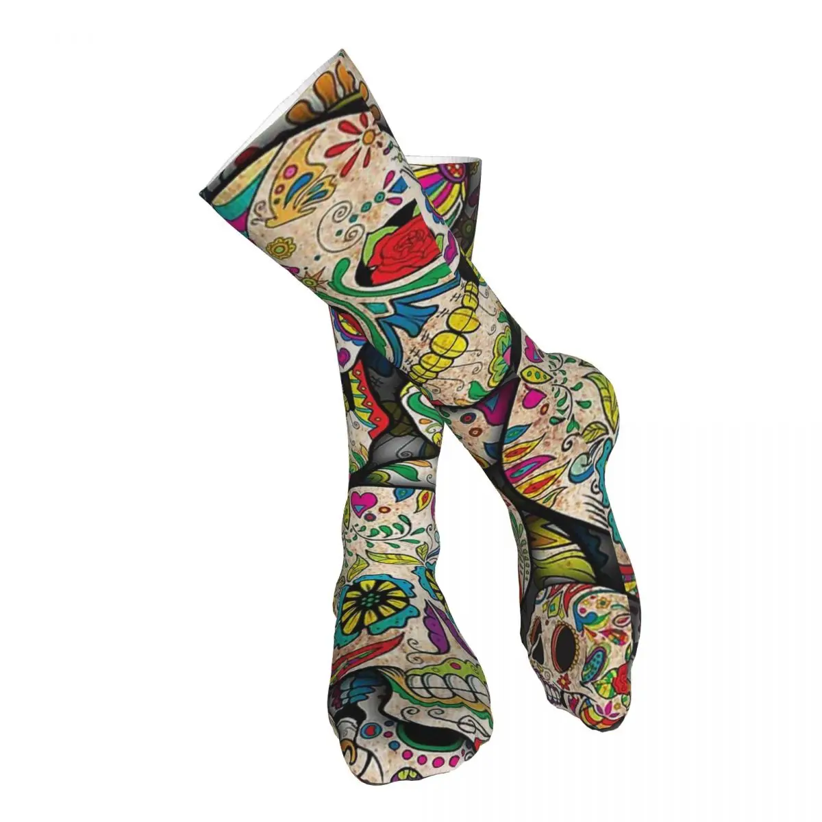 

Sugar Skull Collage Adult Stockings Not Easy to Pilling For Daily Matching Medium Thickness All Seasons