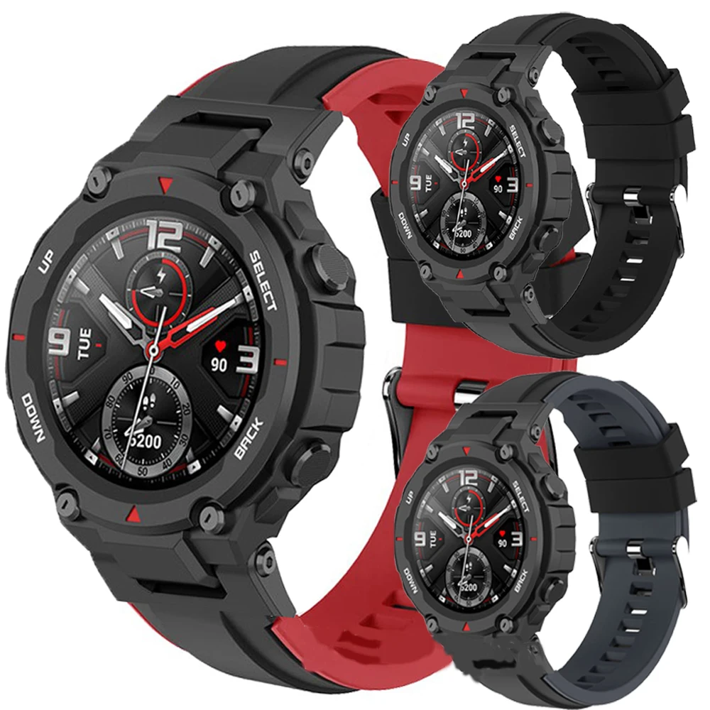 Фото Мягкий силиконовый ремешок для умных часов Huami Amazfit T-Rex 3, сменный спортивный ремень для Xiaomi Amazfit TRex T Rex 2 Pro Correa №3