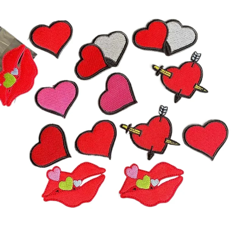 5 шт./нашивка с аппликацией в виде красного сердца тканевые нашивки вышивкой