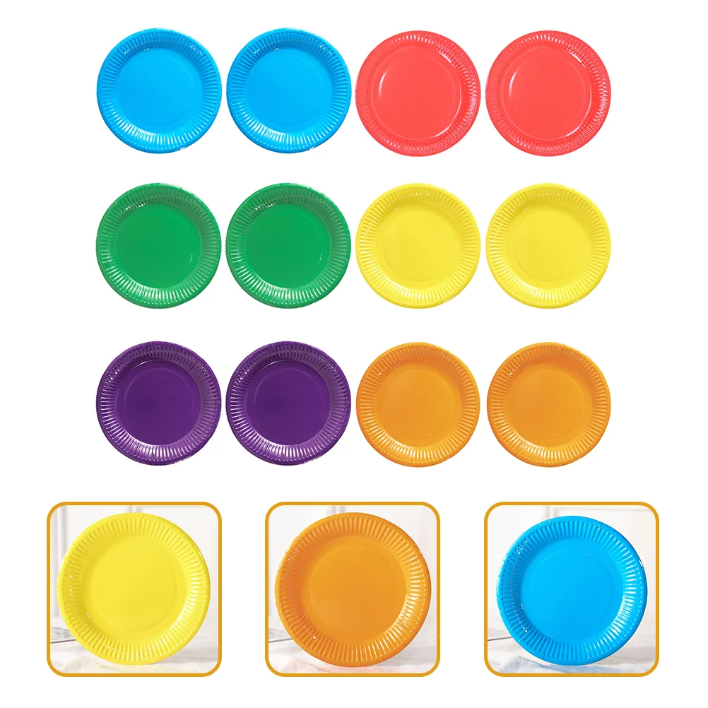 

Plates Paper Party Dessert Cake Traybirthday Plate Multicolor Lunch Supplies Set Dinnerware Colored Round Wedding Dinner Baby