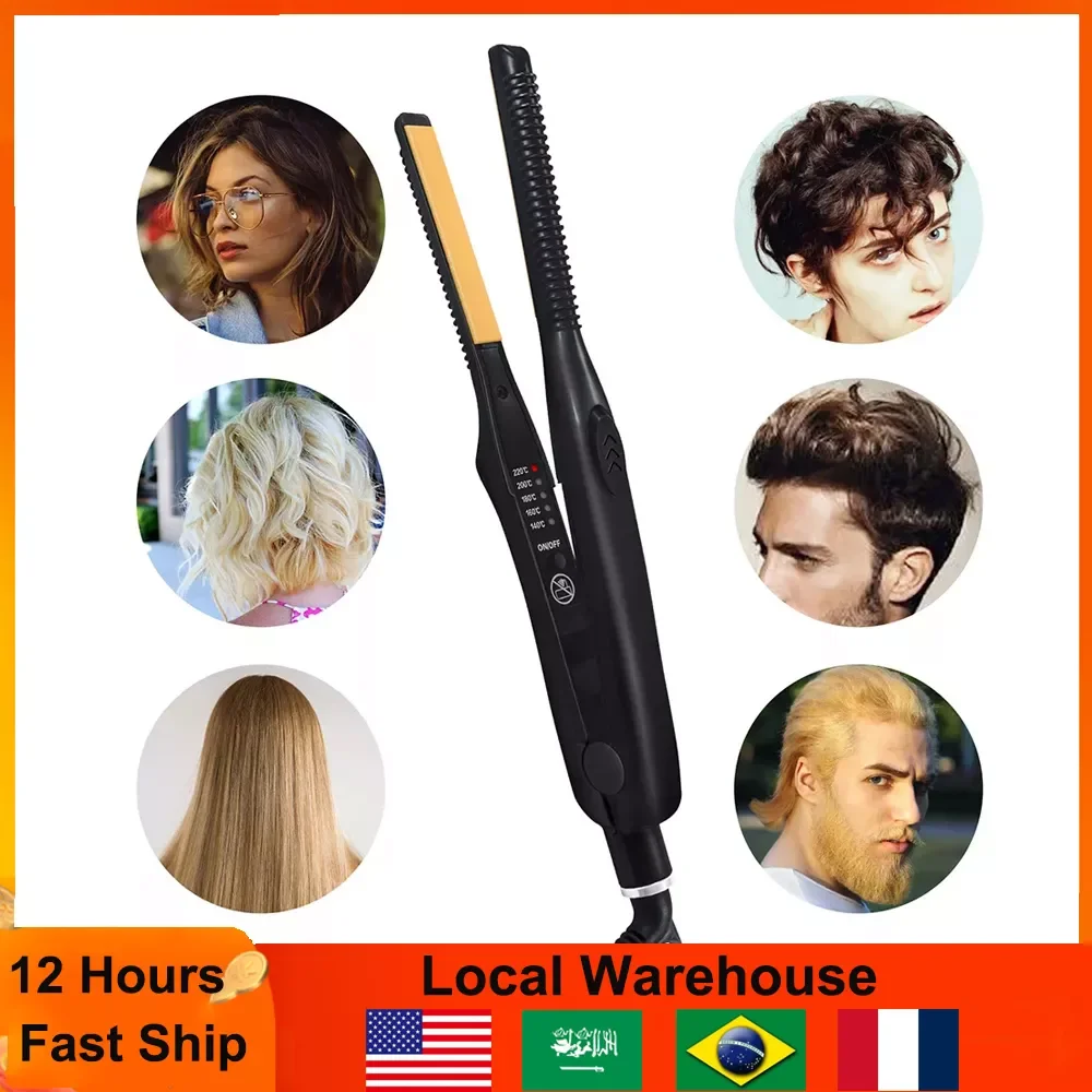 

NEW IN Mini Hair Straightener Curler Small Flat Iron Straightening Styling Tools Portable Thin Curling Iron for Short Hair Beard