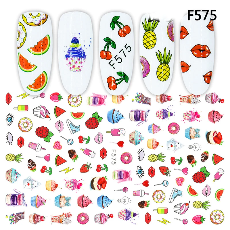 

Наклейки для ногтей, фрукты, торты, искусственный клей, искусственный дизайн, наклейки для ногтей, красивые кончики для ногтей