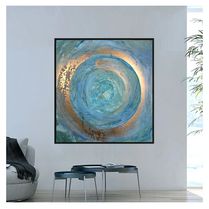 

Modern Wall Art Pictures For Living Room Decor Abstract Blue Gold Oil Painting on Canvas Scandinavian Posters and Prints Cuadros
