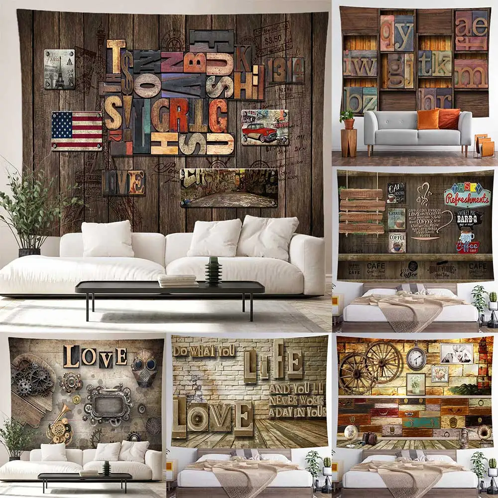 

Tapestry Wall Hanging Decor Pub Bar Love You Letter Cloth Table Yoga Mat