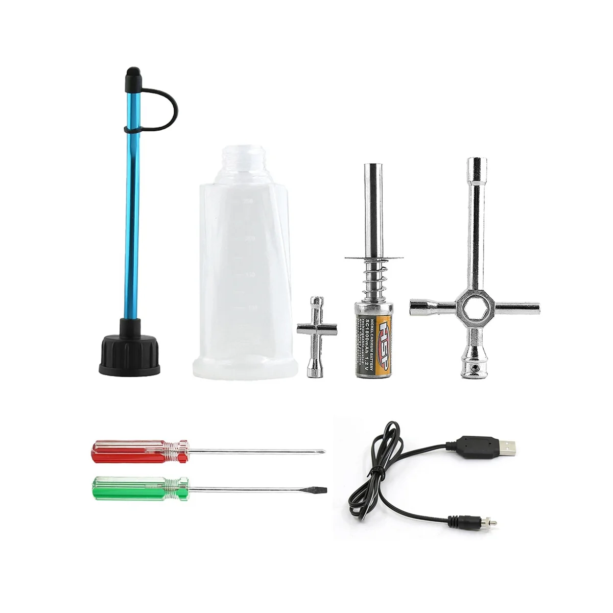 RC 1.2 V 1800Mah Rechargeable Glow Plug Starter Lgniter Kit DC USB Charger for Gas Nitro Engine Power 1/8 1/10 RC Car
