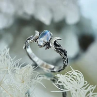 new bohemian ring women jewelry moonstone creative crescent alloy ring simple engagement ring retro niche ring gift wholesale