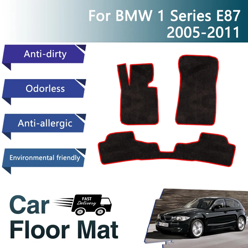 

Luxury Car Floor Mats For BMW 1 Series E87 2005~2011 5door Hatchback Polyester Flannel Rug Floor Carpets Tapetes Car Accessories