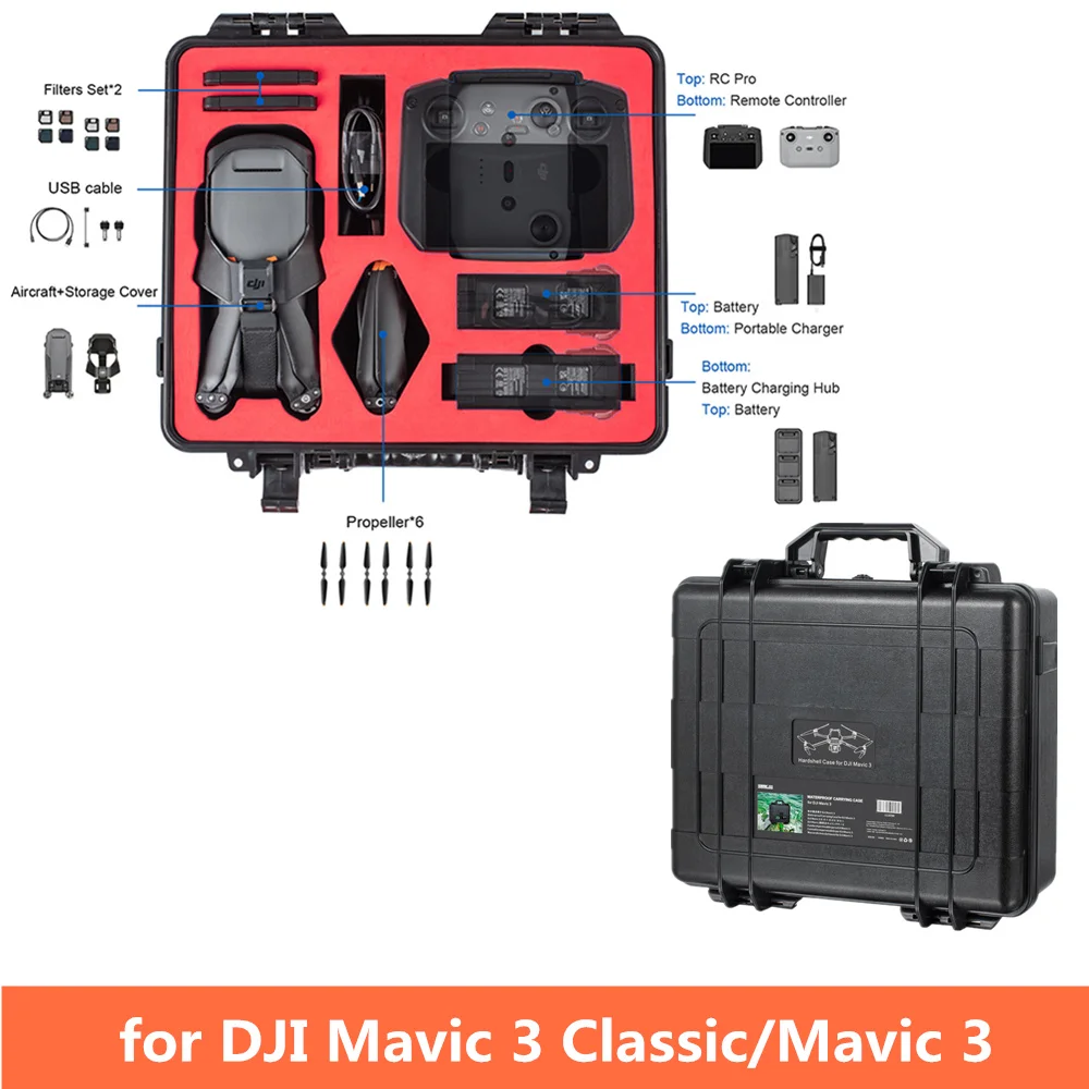 

DJI Mavic 3 Storage Box Waterproof ABS Carrying Case Hard Cover Suitcase for DJI Mavic 3 Classic Drone Accessories