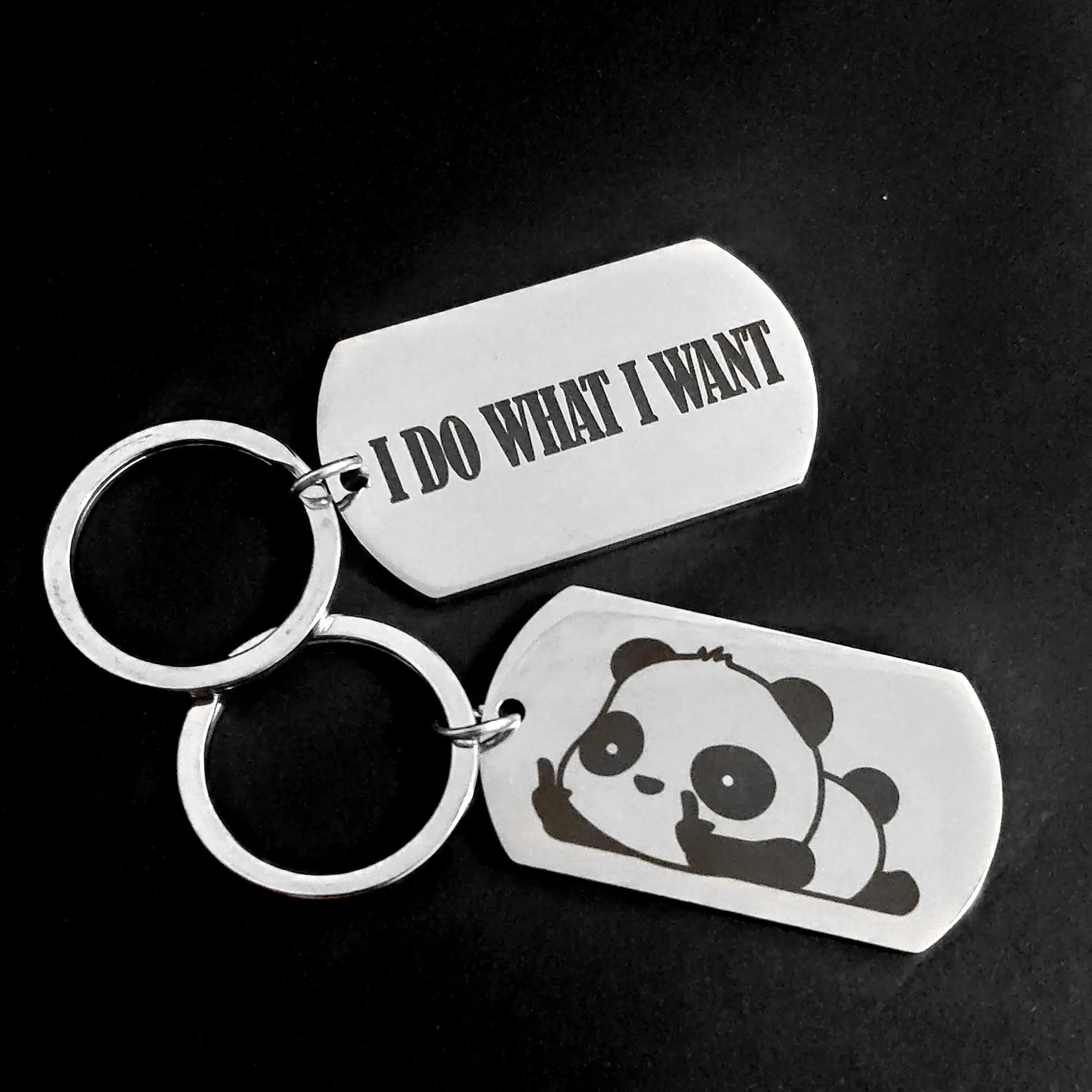 

Брелок для автомобильных ключей, креативный брелок в виде панды, я сделаю то, что хочу, милый подарок, военные бирки из нержавеющей стали, мул...