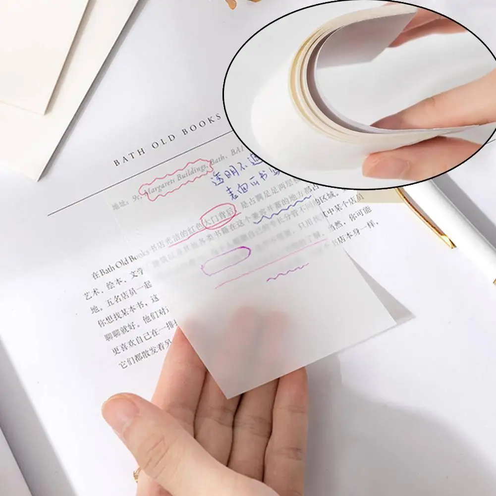 

50 Sheets Creative Transparent PET Memo Pad Sticky Notes Planner Sticker Notepad School Supplies Kawaii Stationery