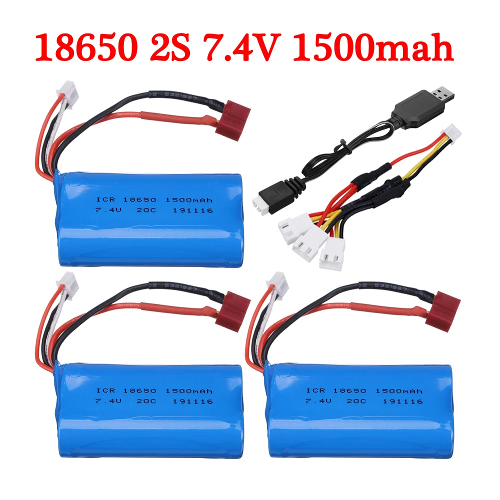 18650 7,4 V 1500MAH lipo зарядное устройство 2S для Wltoys 12423 10428 12429 12401 12402 12402A RC автомобильные запасные части 7,4 V 20C батареи