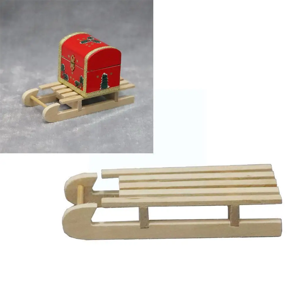 

Неокрашенный кукольный домик 1/12, Рождественские сцены жизни, модель для слайка, миниатюрные сани из натурального дерева N9o6